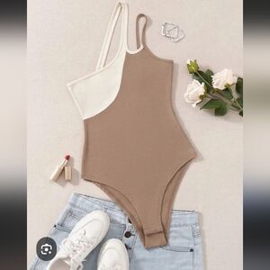 SHEIN Ribbed Tan Bodysuit Size S.